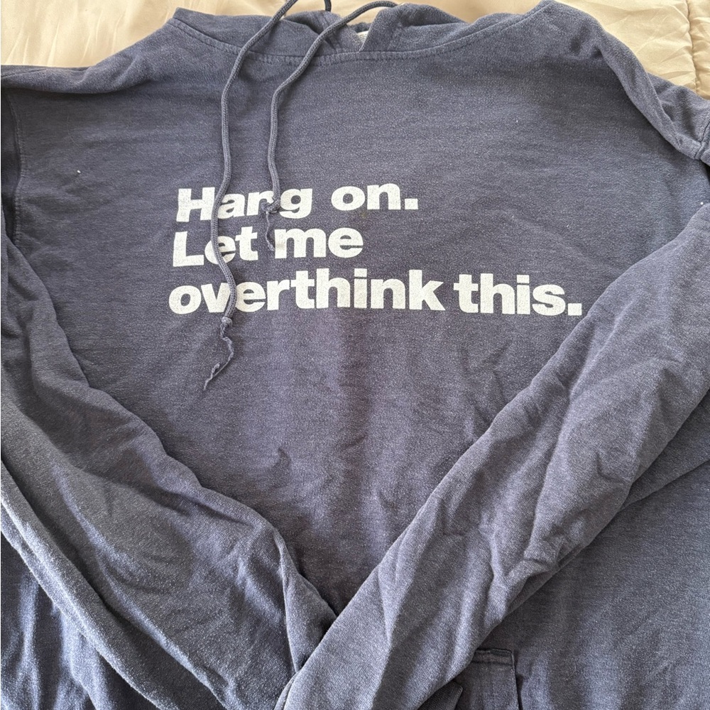 Redbubble Women's Sweater - Blue with White Text